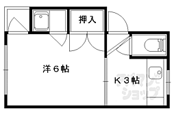 ハイツ東野 1Kの間取図画像