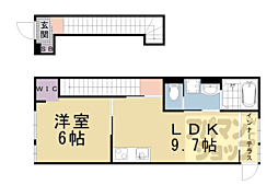 京都市山科区四ノ宮垣ノ内町アパート 1LDKの間取図画像
