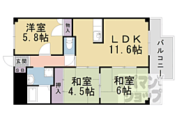 プルーリオン椥辻 3LDKの間取図画像