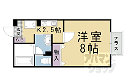 セジュール鴨土 1Kの間取図画像