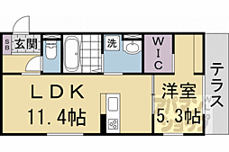 アイル京都山科 1LDKの間取図画像