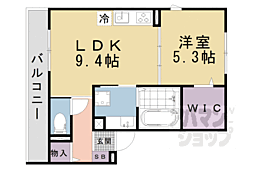 京都市山科区厨子奥若林町アパート 1LDKの間取図画像