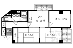 プルーリオン勧修寺 3DKの間取図画像
