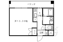 プレジール山科 1Kの間取図画像