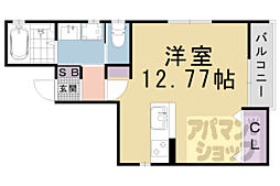 京都市山科区勧修寺瀬戸河原町アパート ワンルームの間取図画像