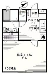 都営大江戸線 新江古田駅 徒歩6分の賃貸アパート 1階1DKの間取り