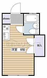 西武池袋線 中村橋駅 徒歩11分の賃貸アパート 2階ワンルームの間取り