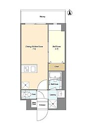 グランカーサ尾久 7階1DKの間取り