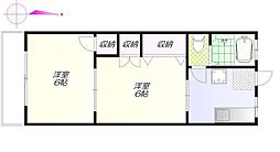 都営三田線 千石駅 徒歩4分の賃貸マンション 3階2DKの間取り