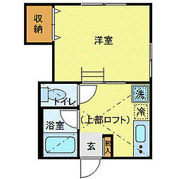 Yフラット城北 1Kの間取図画像