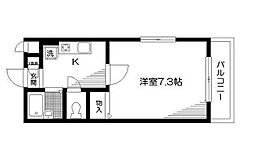 都営大江戸線 練馬春日町駅 徒歩5分の賃貸マンション 2階1Kの間取り