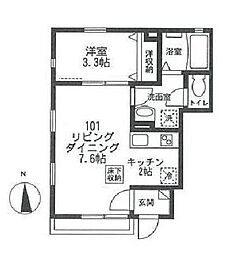 西武池袋線 石神井公園駅 徒歩4分の賃貸アパート 1階1LDKの間取り