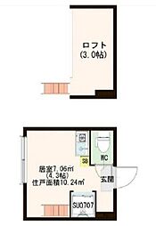 ハーモニーテラス池袋 202 2階ワンルームの間取り