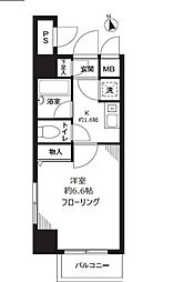 西武池袋線 中村橋駅 徒歩7分の賃貸マンション 3階1Kの間取り