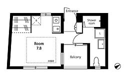 東京メトロ丸ノ内線 池袋駅 徒歩4分の賃貸アパート 2階ワンルームの間取り