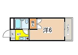 プレイハウス 3階1Kの間取り