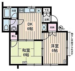 東京メトロ副都心線 地下鉄赤塚駅 徒歩14分の賃貸アパート 1階2DKの間取り