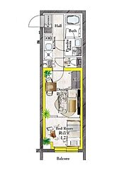 プラネソシエプラス桜台 1DKの間取図画像