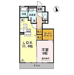 グレイスコート 1LDKの間取図画像