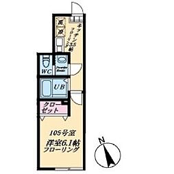 西武新宿線 鷺ノ宮駅 徒歩9分の賃貸アパート 1階1Kの間取り