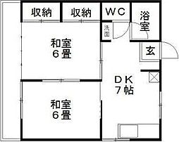 JR青梅線 小作駅 バス14分 藤橋2丁目下車 徒歩1分の賃貸アパート 2階2DKの間取り