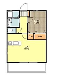 JR青梅線 小作駅 バス10分 万場坂下車 徒歩2分の賃貸アパート 2階1LDKの間取り