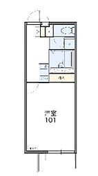 レオネクストレグルス 1階1Kの間取り