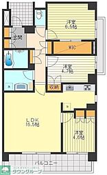 プライムメゾン武蔵野の杜 2階3LDKの間取り
