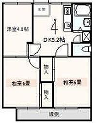 グランウェイハイツ 2階3DKの間取り