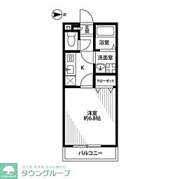 アムール こずえ 2階1Kの間取り