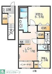 キャメロット八王子 2階2LDKの間取り