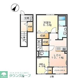 キャメロット八王子 2階2LDKの間取り