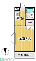 メゾン芝 2階1Kの間取り