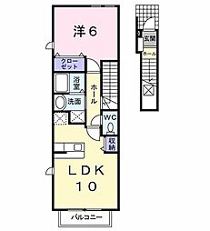 西武拝島線 西武立川駅 バス15分 五中南下車 徒歩4分の賃貸アパート 2階1LDKの間取り