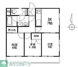 多摩都市モノレール 上北台駅 徒歩8分の賃貸マンション 1階3DKの間取り