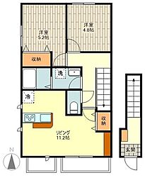 ラルジュ　ａ 2階2LDKの間取り