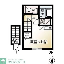 MQuarto東大和 2階ワンルームの間取り