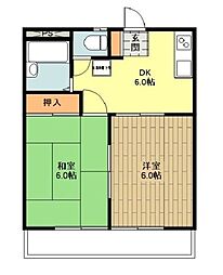 モンテヴェルデ 3階2DKの間取り