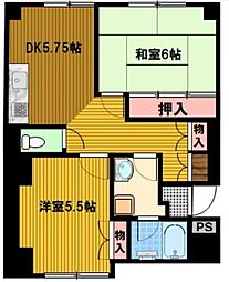 星野マンション 4階2DKの間取り