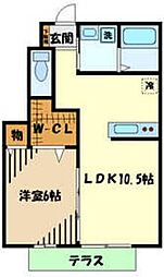 JR五日市線 武蔵五日市駅 徒歩11分の賃貸アパート 1階1LDKの間取り