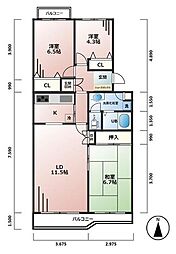 西武拝島線 西武立川駅 徒歩18分の賃貸マンション 5階3LDKの間取り