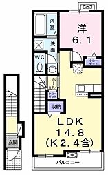 ノーブル 2階1LDKの間取り