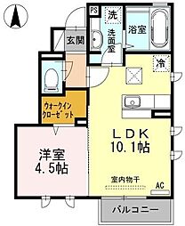 ラフィーネVII 1階1LDKの間取り
