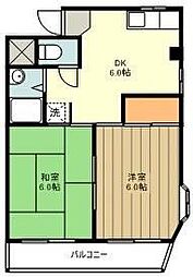 JR青梅線 昭島駅 徒歩7分の賃貸マンション 3階2DKの間取り