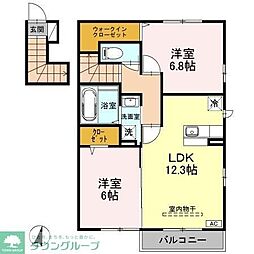 ファヴォーレII 2階2LDKの間取り