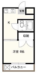 キョーワパレス河辺 3階1Kの間取り