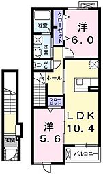 リリーガーデン 2階2LDKの間取り
