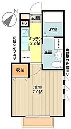 シャングリラ 1階1Kの間取り