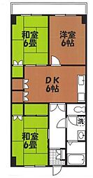 秋葉マンション 3DKの間取図画像