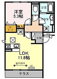 セジュールZEN-3C 1LDKの間取図画像